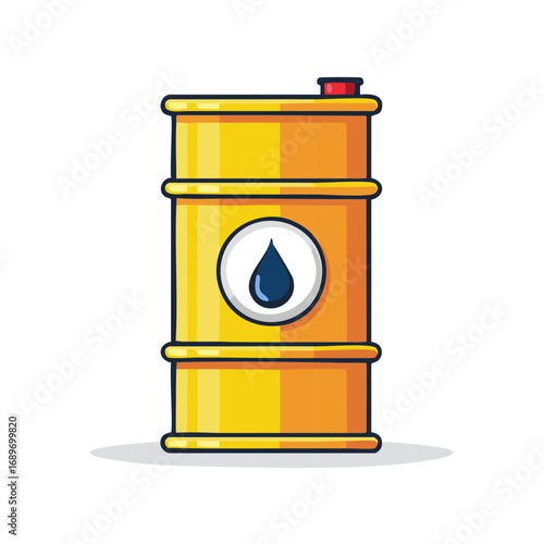 Oil barrel with a drop illustration. Vector illustration of an oil drum.  Cartoon design.