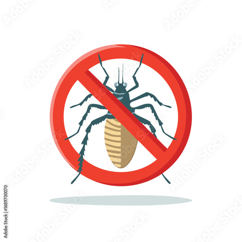 Illustration of a forbidden insect, ban sign against a pest