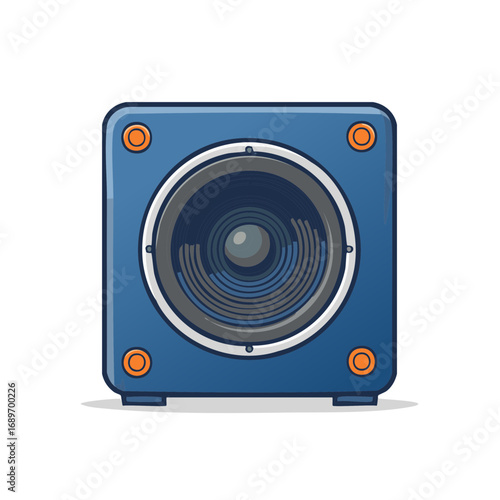 Blue Music Audio Speaker Cartoon Vector Illustration Sound System Equipment Icon