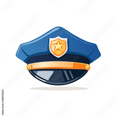 Blue Police Cap with Golden Star Emblem and Band