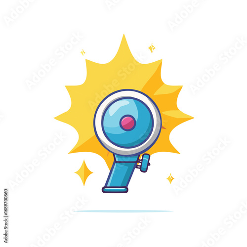 Retro Water Gun Illustration with Star Burst Colorful Squirt Toy Icon
