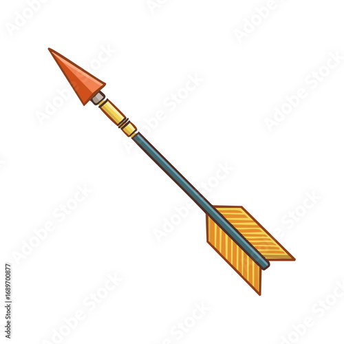 Traditional Cartoon Style Arrow with Orange Point and Feathered Fletching Design