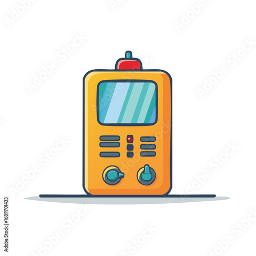 Illustration of a cartoon orange-colored water heater.