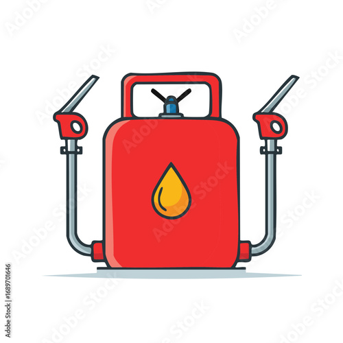 Red Gas Pump Illustration Showing Fuel Drop For Filling Cars Vehicles