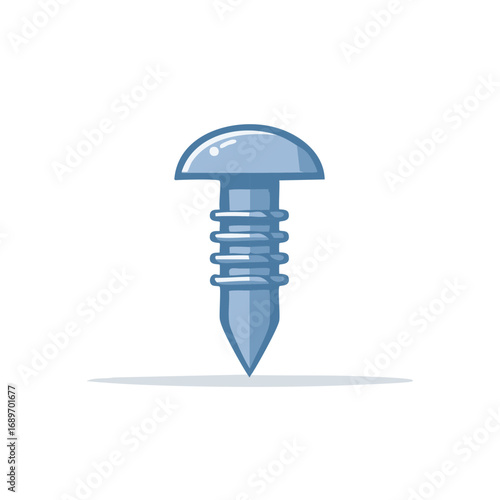 Blue metal screw illustration fastener sharp tip industrial hardware construction part