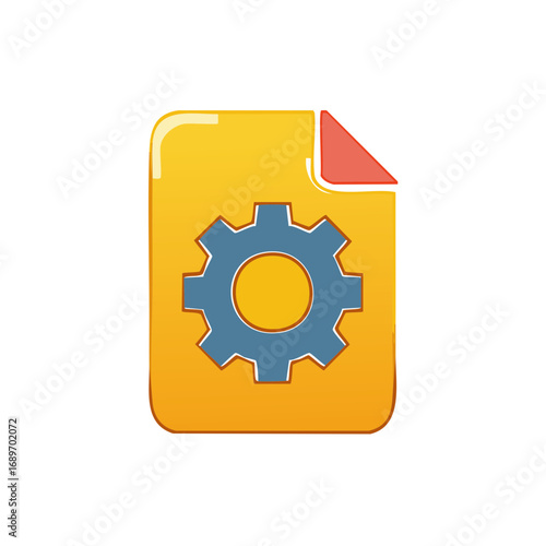 Technical file icon showing gear, symbol for setting adjustment and machine maintenance