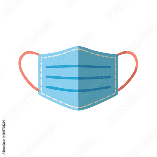Blue medical face mask illustration for respiratory protection and public health safety