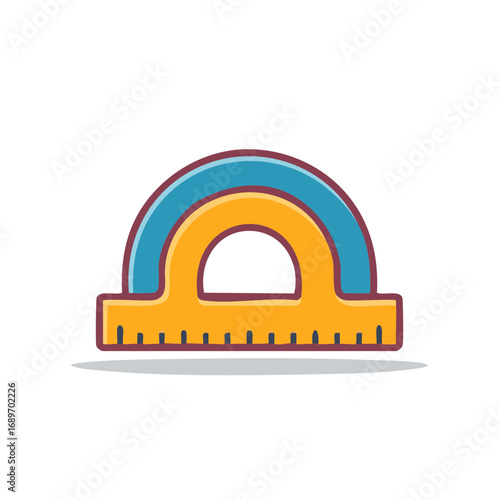 Colorful protractor illustration for education, measuring, geometry, and mathematics
