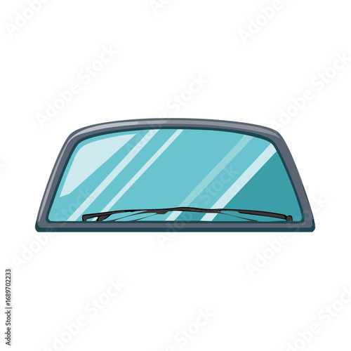Clean car windshield with wipers and blue sky reflection