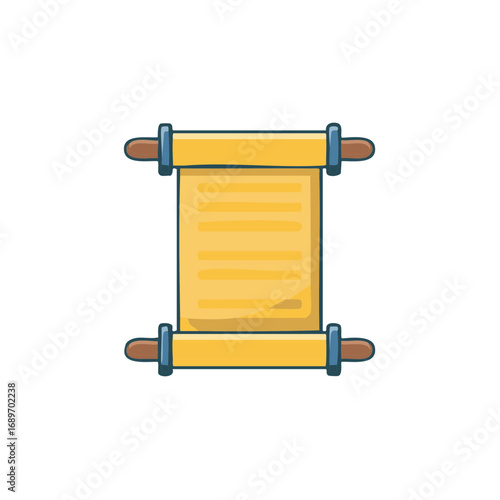 Unrolled Paper Scroll with Wooden Holders for Medieval Manuscripts and Ancient Documents