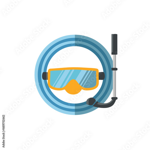 A vibrant diving mask and snorkel illustration symbolizing water adventure and summer ocean exploration