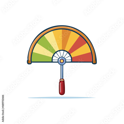 Colorful Hand Fan Illustration as a Performance Gauge or Satisfaction Meter