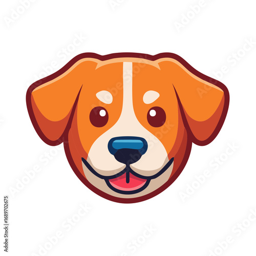 Cute cartoon dog face illustration with playful expression and floppy ears