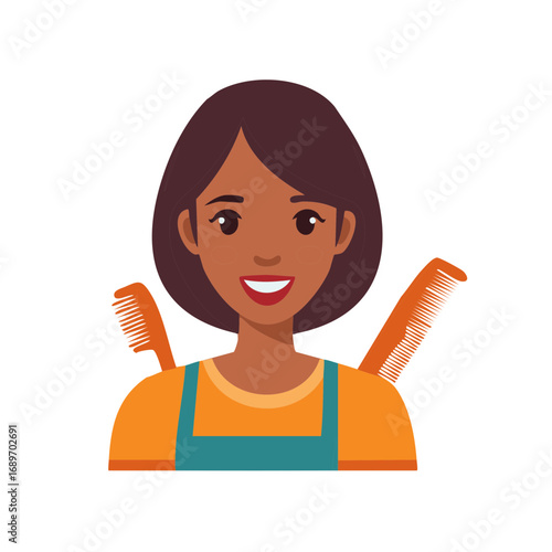 Stylist with Combs Smiling