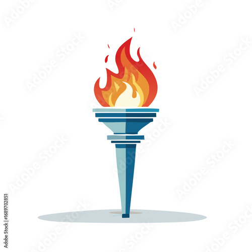 Vibrant stylized torch with bright burning flame, symbolizing success, honor, and energy
