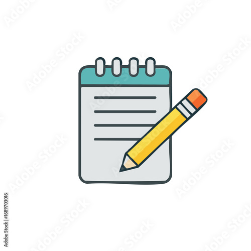 Simple Notepad and Pencil Icon for Writing and Note Taking