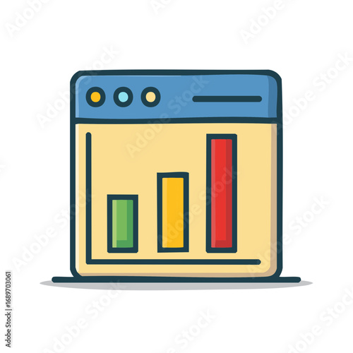 Stylized bar chart illustrating business growth and data analysis inside a web browser window