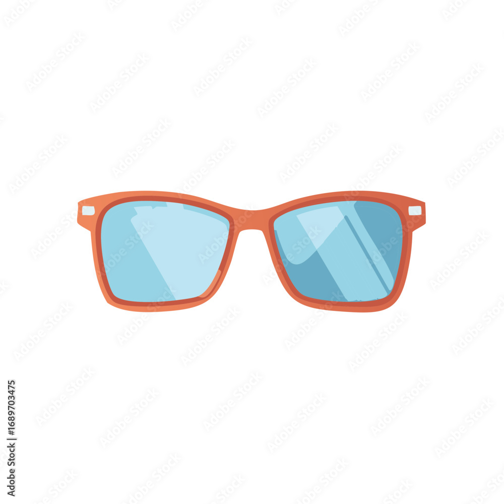Fototapeta premium Stylish Orange Framed Sunglasses Blue Tinted Lenses Summer Eye Protection