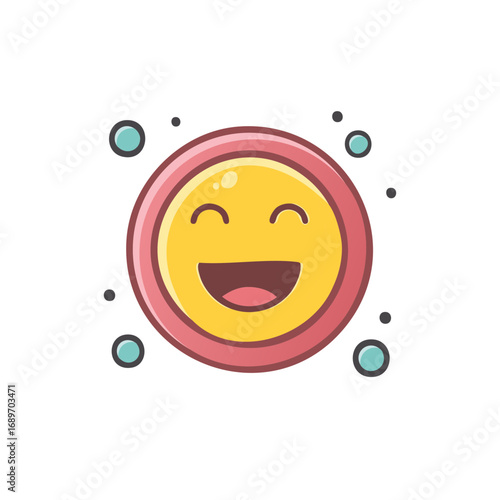 Joyful cartoon smiley face icon showing happiness and positive emotion