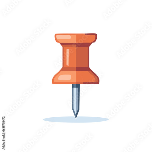 Orange Push Pin Illustration Shows Office Supplies or Bulletin Board Organizer Tool
