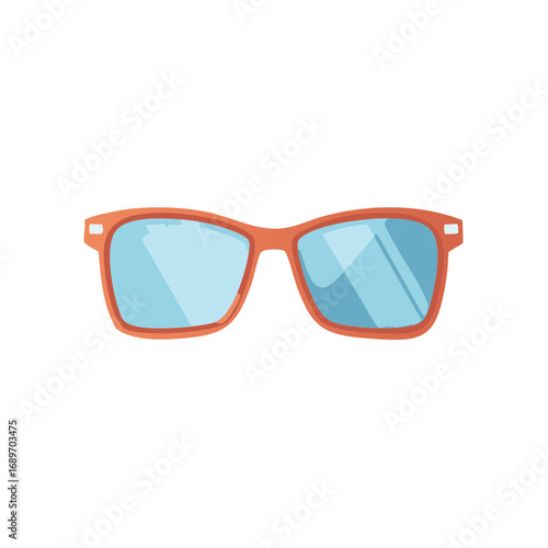 Stylish Orange Framed Sunglasses Blue Tinted Lenses Summer Eye Protection