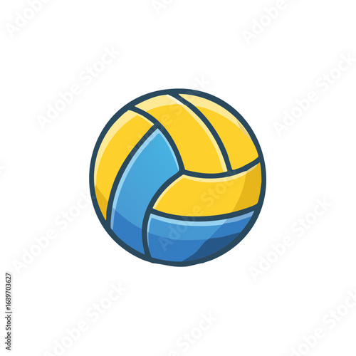 Graphic representation of a yellow and blue volleyball ball isolated on white