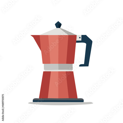 Red Italian coffee maker illustration. Cafe and restaurant theme.