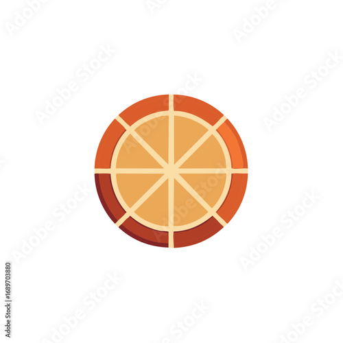 Orange and Yellow Circle divided into eight segments with outline, Geometric shapes, Round design