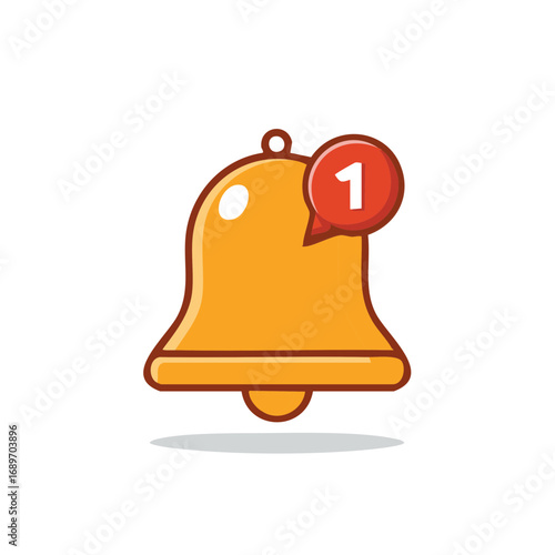 Golden alert bell with a red notification bubble displaying the number one