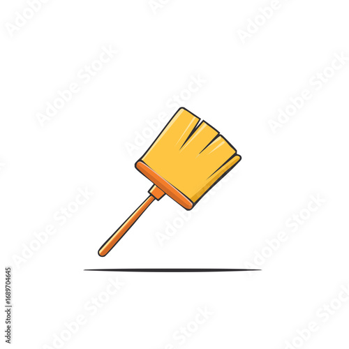 Vibrant Yellow Broom Cleaning Tool Vector Illustration for Housekeeping