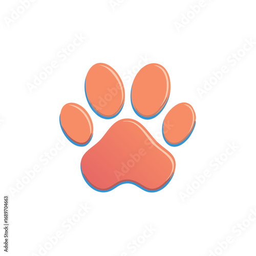 Colorful Stylized Animal Paw Print Icon Graphic Illustration Symbol