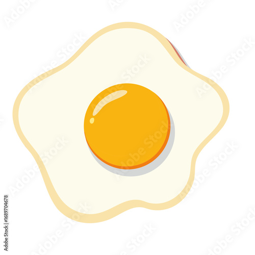 Simple fried egg sunny side up vector illustration. Flat design breakfast food icon.