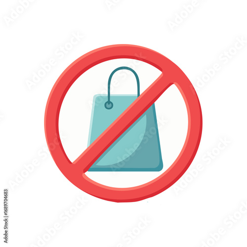 Symbol: Forbidden Shopping Bag, No Shopping, Retail Restriction Sign