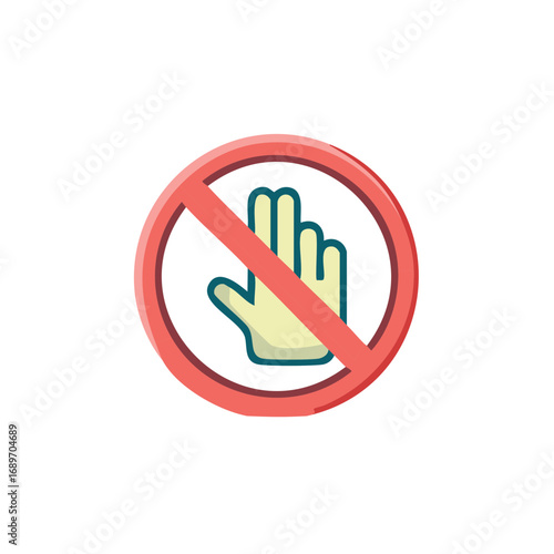Touch Forbidden Symbol Warning Prevention Hands Gesture Restriction Prohibition Sign No Touch Icon Graphic Illustration Style