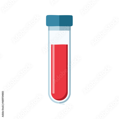 Healthcare blood test tube with red liquid for medical lab analysis
