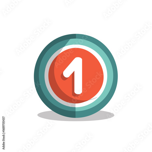 Colorful Number One Graphic Illustration Orange Teal Circle Design