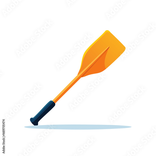 Isolated Yellow Canoe Paddle with Black Grip for Water Sports Recreation Equipment