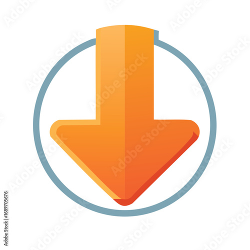 Simple orange downward pointing arrow within a blue circle