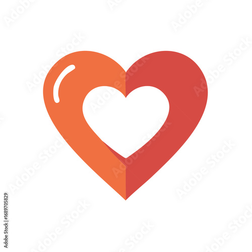 Simple flat design two tone heart icon for love romance and affection