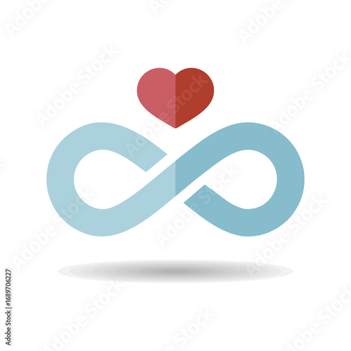 Infinity sign and heart symbol of eternal love