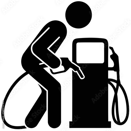 Hand holding a gasoline pump nozzle at a fuel station a symbol of powering business and technology