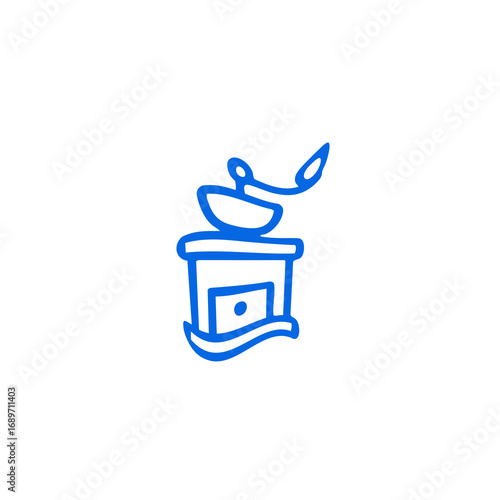 Light-blue desktop computer tower with a black outline