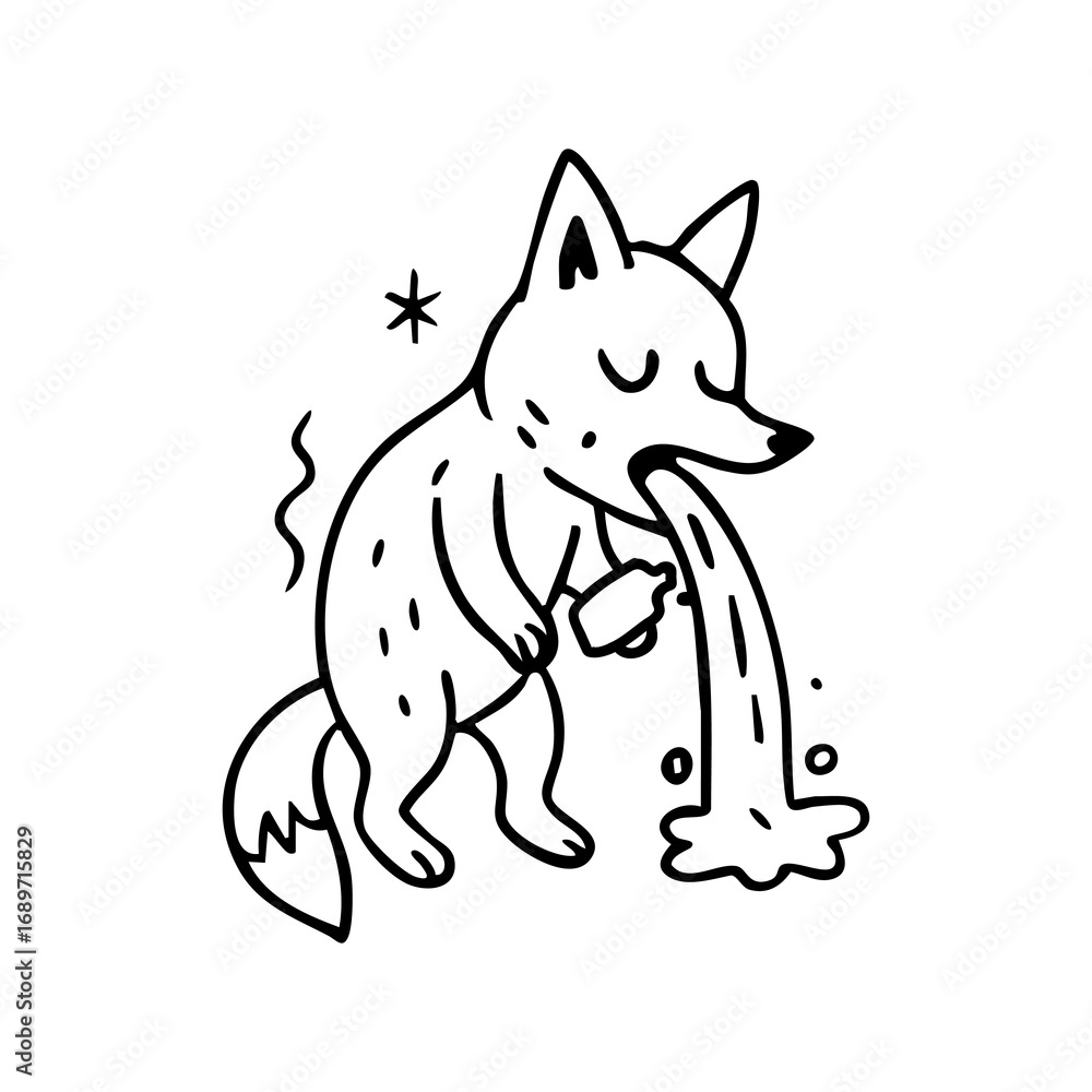 Obraz premium Sick fox vomiting