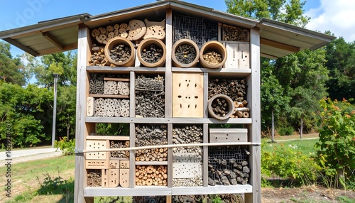 Wallpaper Mural Wooden insect hotel with various materials Torontodigital.ca