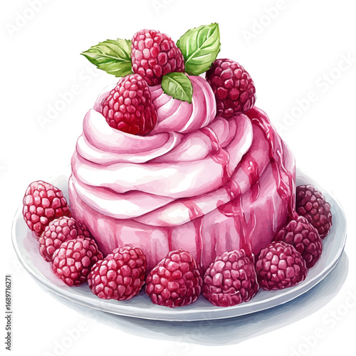 Pavlova, watercolor clipart vector, isolated on a white background.