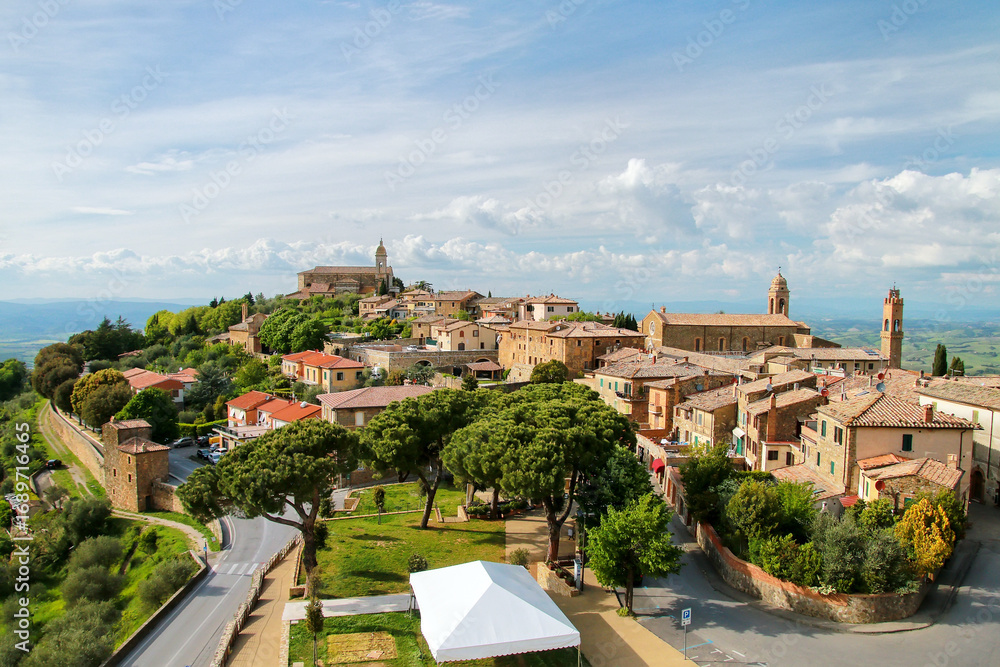 Obraz premium View of Montalcino town from the Fortress in Val d'Orcia, Tuscany, Italy