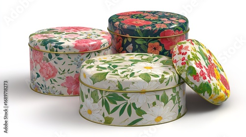Vintage Floral Tins: A Charming Collection of Decorative Storage Containers for Cookies and Treats