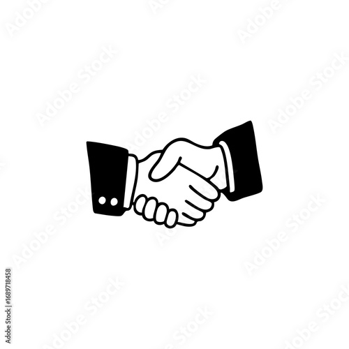 Simple black and white handshake icon