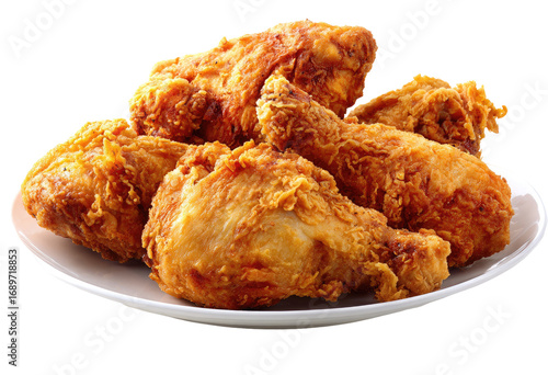 Crispy fried chicken pieces on a white plate