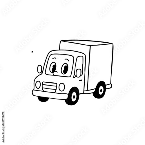 Cartoon van with large eyes